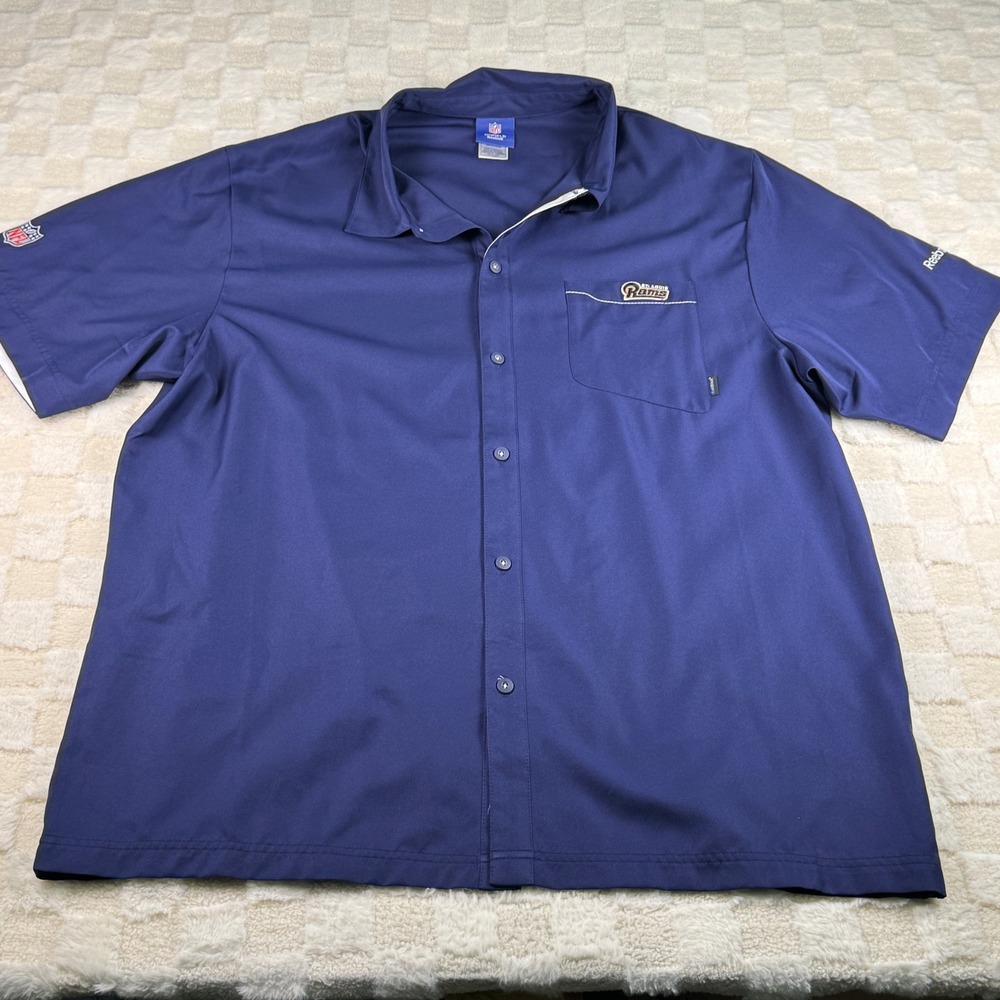 Vintage St. Louis Rams‎ Reebok NFL Onfield Button Up Shirt 2XL Extra Large Mens